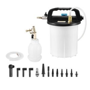 Brake Bleeder Kit, 3L Brake Fluid Extractor with 1L Siphon Refilling Bottle & 13 Hose Connectors, Complete Brake Fluid Bleeder Kit with Extended Silicone Hose & Handle, Fit for Most Vehicles