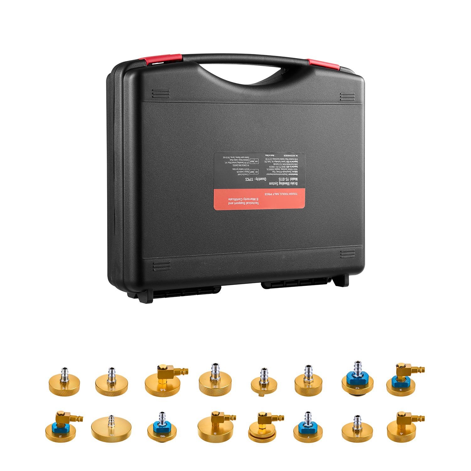 brake master bleeder kit, 17 pcs, professional brake bleeder adapter set with complete kit & handle, durable brake bleeder adapter for brake fluid filling fit for most new & old vehicles