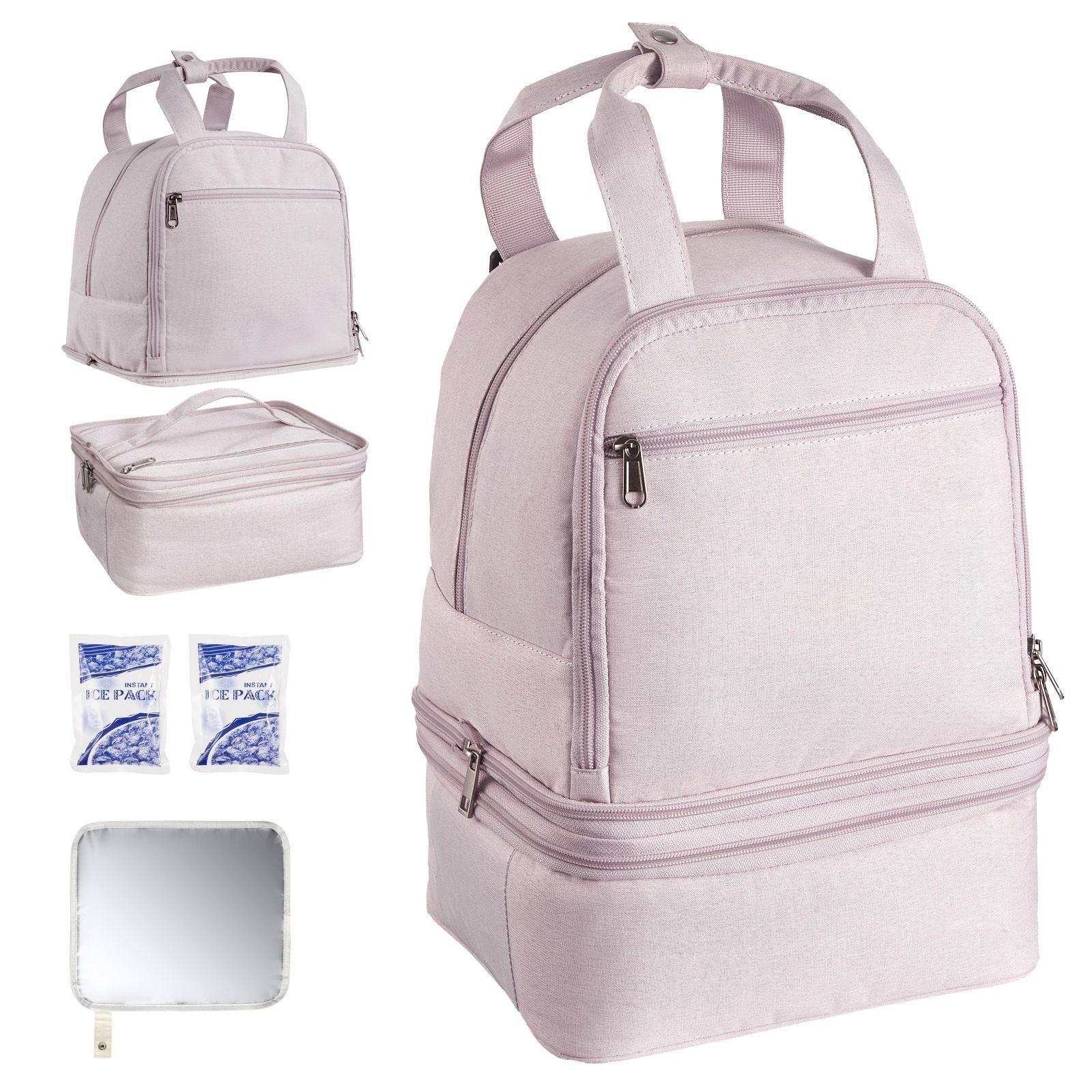 breast pump backpack, breast feeding bag with ice pack, fits for s1/s2, pumping accessories & breastmilk storage, portable pump carrying case for work, travel and family use, light pink