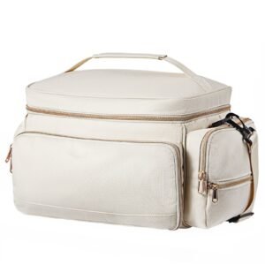breast pump bag, breast feeding bag with waterproof mat, fits for s1/s2, pumping accessories & breastmilk storage, portable pump carrying case for work, travel and family use, beige