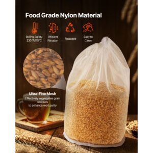 brew bags, 2 pcs food grade nylon material grain bag, 10 pcs natural cotton linen hop bag, easy to clean, reusable & ultra fine mesh home brewing bags, only for our automatic beer brewer