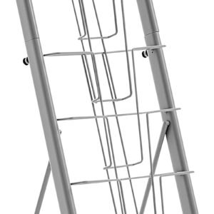brochure display rack, 10 pockets magazine literature display stand, portable floor standing magazine rack, metal newspaper catalog holders for shop, exhibitions, office, trade show, silver