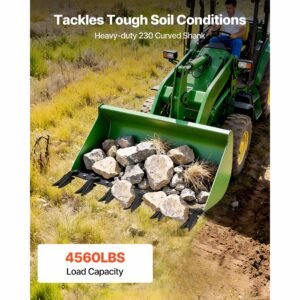 bucket tooth bar,45.2 in heavy duty 6 teeth tractor bucket bar for tractor loader skidsteer, 4560 lbs load capacity, bolt on teeth bars for buckets protection efficient & soil excavation