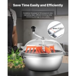 bud leaf bowl trimmer, 19 in manual bud trimmer, with sharp stainless steel blades, visual cutting, wet & dry hydroponic cutting machine, twisted spin cut for plants leaves buds flowers