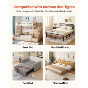 bunkie board, cal king size 72.4 x 83.8 in, foldable bed board under mattress with hook and loop straps, pp core with 600d oxford fabric, anti sag for metal frames, bunk beds, and sleeper sofas