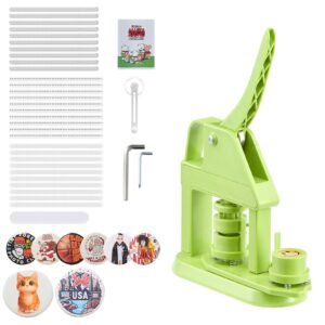 Button Maker Machine, 0.98 in, Plastic Pin Maker with 500pcs Button Parts, Mr. Panda Magic Book, Circle Cutter and Hex Wrenches, Reinforced Ergonomic Handle, for DIY Badges, Personalized Pins