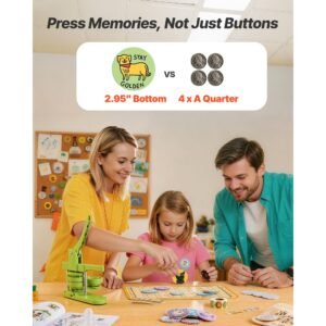 button maker machine, 2.95 in, plastic pin maker with 100pcs button parts, mr. panda magic book, circle cutter and hex wrenches, reinforced ergonomic handle, for diy badges, personalized pins