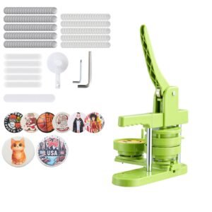 Button Maker Machine, 2.95 in, Plastic Pin Maker with 100pcs Button Parts, Mr. Panda Magic Book, Circle Cutter and Hex Wrenches, Reinforced Ergonomic Handle, for DIY Badges, Personalized Pins