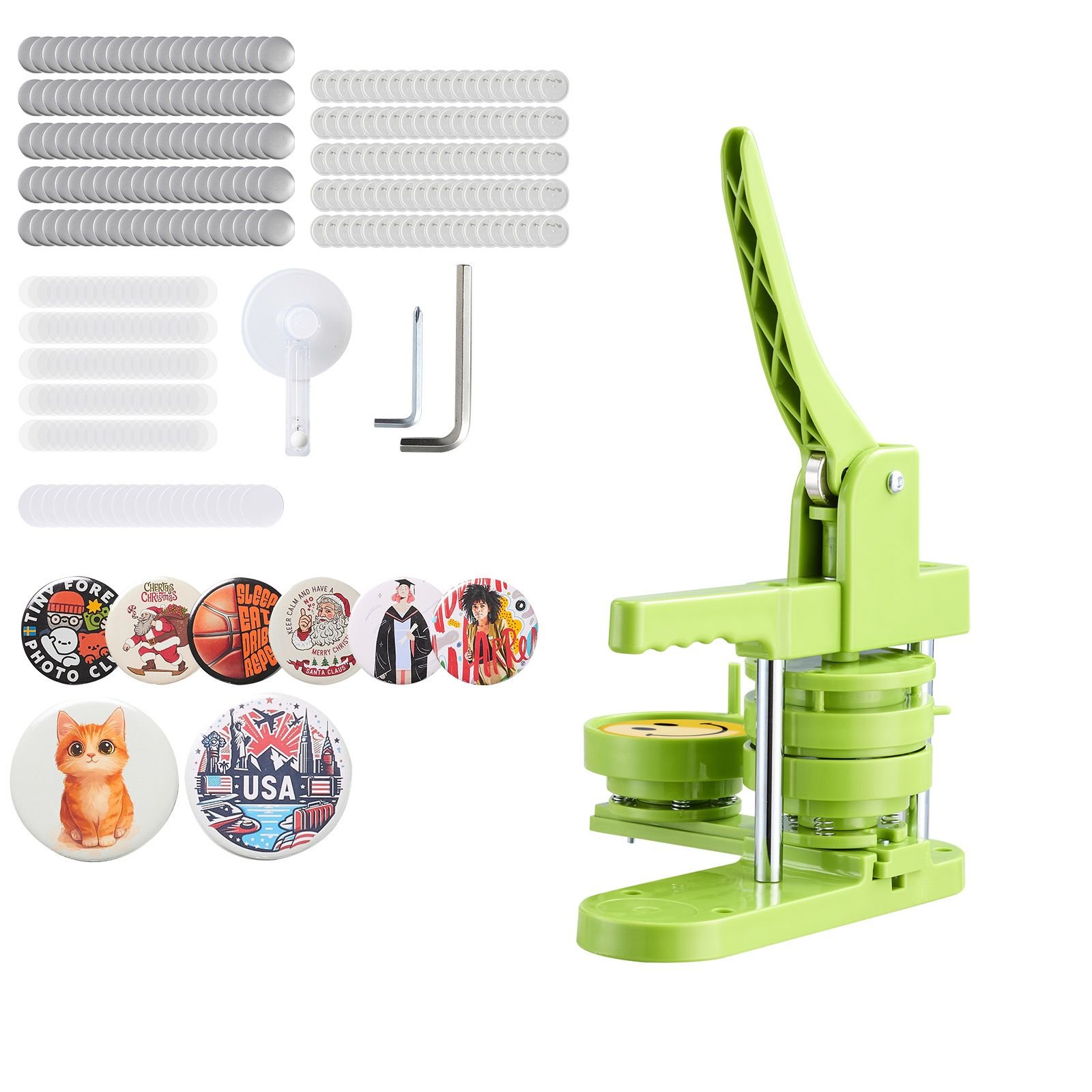 button maker machine, 2.95 in, plastic pin maker with 100pcs button parts, mr. panda magic book, circle cutter and hex wrenches, reinforced ergonomic handle, for diy badges, personalized pins