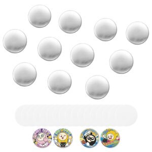 Button Maker Supplies 100 Sets 2.95 in / 75 mm Pin Back Button Parts, with Metal Backs, Metal Shells, Clear Mylar Films, and Blank Circle Papers, for Home DIY, School Events, and Custom Studio