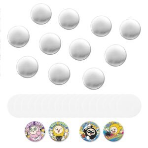 Button Maker Supplies 200 Sets 1.26 in / 32 mm Pin Back Button Parts, with Metal Backs, Metal Shells, Clear Mylar Films, and Blank Circle Papers, for Home DIY, School Events, and Custom Studio