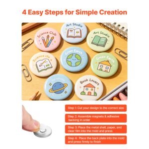 button maker supplies 50 sets 1.26 in / 32 mm refrigerator magnets, button parts with magnetic backs, metal shells, clear mylar films, and blank circle papers, for home diy and kitchen decor