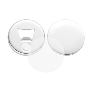 Button Maker Supplies 50 Sets 2.28 in / 58 mm Magnet Button Parts, with Magnetic and Bottle Opener Backs, Metal Shells, Clear Mylar Films, and Blank Circle Papers, for Home DIY, Kitchen Decor