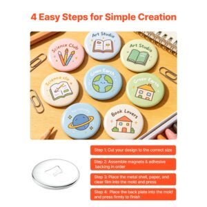 button maker supplies 50 sets 2.95 in / 75 mm magnet button parts, with magnetic and bottle opener backs, metal shells, clear mylar films, and blank circle papers, for home diy, kitchen decor