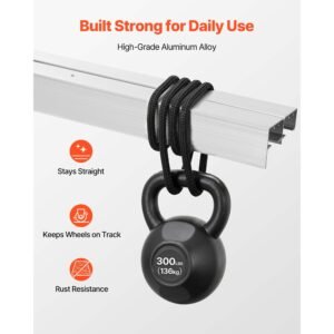 bypass sliding door hardware kit, 4 ft aluminum alloy dual track bypass door hardware, smooth and quiet sliding, easy to install, for 1" to 1 3/4" thickness 24" width 2 door system, for closet