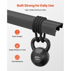 bypass sliding door hardware kit, 6 ft aluminum alloy dual track bypass door hardware, smooth and quiet sliding, easy to install, for 1" to 1 3/4" thickness 36" width 2 door system, for closet