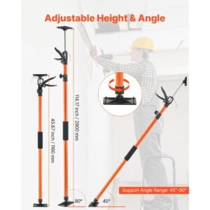 cabinet jack support pole, 4 pack, 45.7 114.2 inch steel telescopic quick support rod, adjustable 3rd hand system up to 154 lbs capacity for installing cabinets, lifting drywall, cargo bars