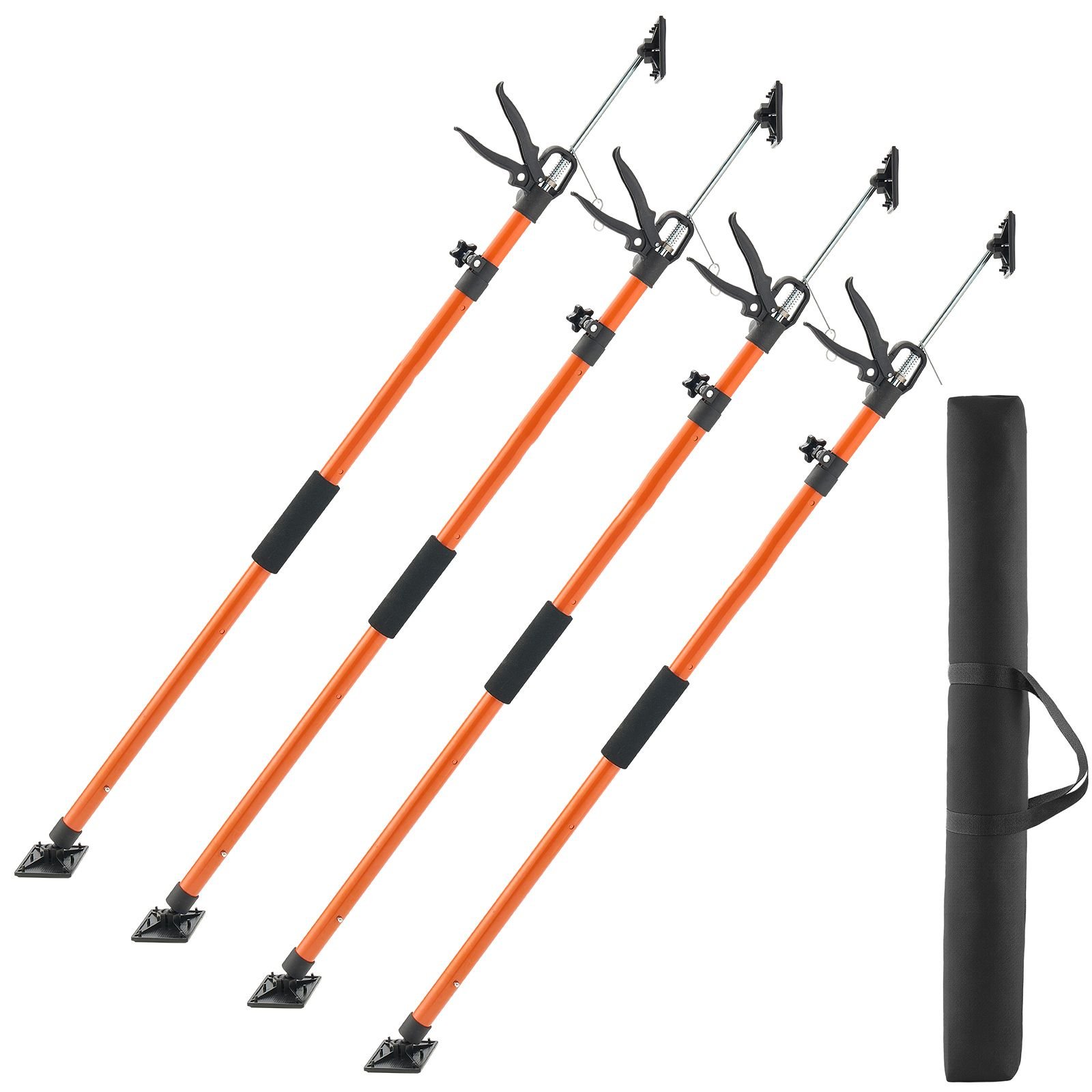 cabinet jack support pole, 4 pack, 45.7 114.2 inch steel telescopic quick support rod, adjustable 3rd hand system up to 154 lbs capacity for installing cabinets, lifting drywall, cargo bars