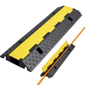 Cable Protector Ramp, 22,000 lbs/axle Capacity, 1 Channel Heavy Duty Rubber Cord Hose Wire Cover, 2.76 x 1.97 in Channel, Traffic Speed Bump with Flip-Open Top Cover, for Indoor Outdoor, 1 Pack