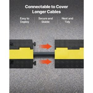 cable protector ramp, 22,000 lbs/axle capacity, 1 channel heavy duty rubber cord hose wire cover, 2.76 x 1.97 in channel, traffic speed bump with flip open top cover, for indoor outdoor, 1 pack