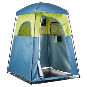 Camping Shower Tent, 1 Room, Portable Privacy Tent Changing Room with Shower Bag, Ground Stakes, Ropes, Carry Bag, and Support Poles, 150D Oxford Fabric with Silver Coating, for Camping, Fishing