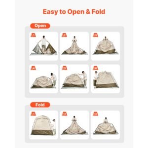 camping shower tent, 2 room foldable privacy tent changing room with ground stakes, ropes, carry bag, and crossbar, 150d oxford fabric with silver coating, for camping, beach, and fishing