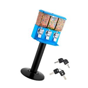 Candy Vending Machine, Triple Compartment Candy Vending Machine with Stand, Gumball & Candies Vendings Machines with Built-In Cash Box, Detachable, Vintage Candies Dispenser for Shops, Arcades