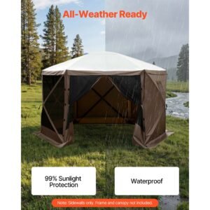 canopy sidewalls, 5.67 x 4.85 ft, canopy tent walls with waterproof and sunlight protection layer, one sided window design, fit for outdoor event tents, vendor booths (3 sidewalls only, brown)