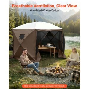 canopy sidewalls, 5.67 x 4.85 ft, canopy tent walls with waterproof and sunlight protection layer, one sided window design, fit for outdoor event tents, vendor booths (3 sidewalls only, brown)