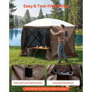 canopy sidewalls, 5.67 x 4.85 ft, canopy tent walls with waterproof and sunlight protection layer, one sided window design, fit for outdoor event tents, vendor booths (3 sidewalls only, brown)