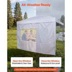 canopy sidewalls, fit for 10 x 10 ft pop up canopy tent, tent side walls with waterproof and sunlight protection layer for outdoor event tents, vendor booths, camping (1 sidewall only, white)
