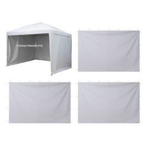 Canopy Sidewalls, Fit for 10 x 10 ft Pop Up Canopy Tent, Tent Side Walls with Waterproof and Sunlight Protection Layer for Outdoor Event Tents, Vendor Booths, Camping (3 Sidewalls Only, White)