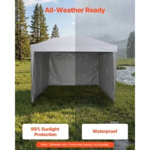 canopy sidewalls, fit for 10 x 10 ft pop up canopy tent, tent side walls with waterproof and sunlight protection layer for outdoor event tents, vendor booths, camping (3 sidewalls only, white)