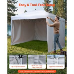 canopy sidewalls, fit for 10 x 10 ft pop up canopy tent, tent side walls with waterproof and sunlight protection layer for outdoor event tents, vendor booths, camping (3 sidewalls only, white)