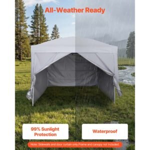 canopy sidewalls, fit for 10 x 10 ft pop up canopy tent, tent side walls with waterproof and sunlight protection layer for outdoor event tents, vendor booths, camping (4 sidewalls only, white)