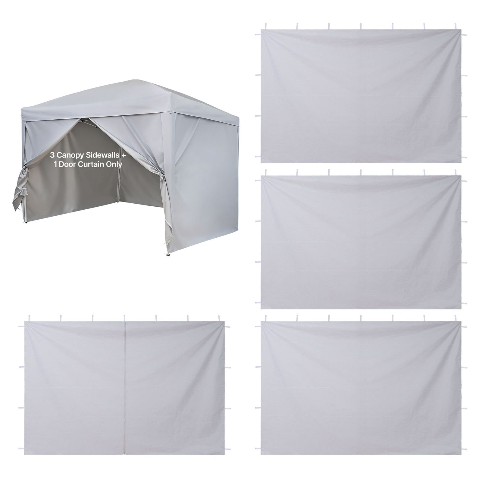 canopy sidewalls, fit for 10 x 10 ft pop up canopy tent, tent side walls with waterproof and sunlight protection layer for outdoor event tents, vendor booths, camping (4 sidewalls only, white)