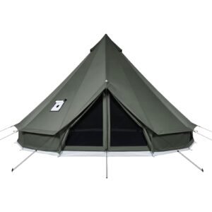 Canvas Bell Tent, 4 Seasons 9.84 ft Yurt Tent for Camping with Stove Jack, Canvas Breathable Holds up to 3 People with Zipped Detachable Floor, for Family Camping Glamping Outdoor Hunting Party
