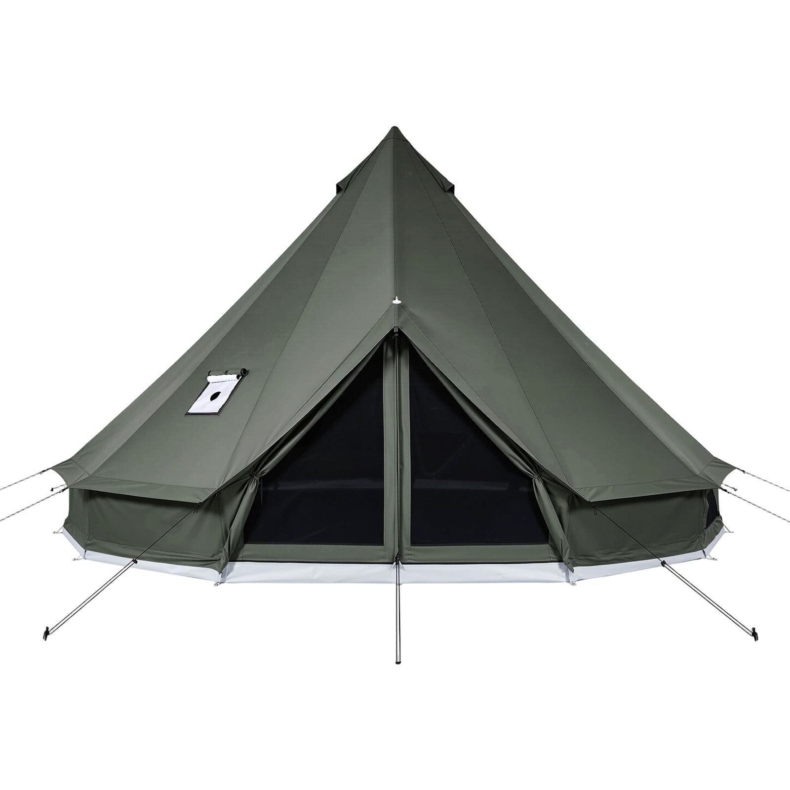 canvas bell tent, 4 seasons 9.84 ft yurt tent for camping with stove jack, canvas breathable holds up to 3 people with zipped detachable floor, for family camping glamping outdoor hunting party