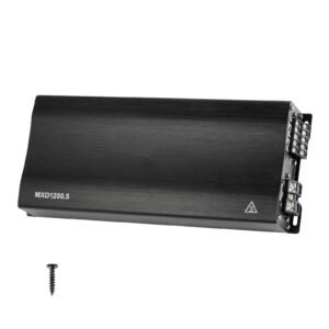 Car Audio Amplifier, 5-Channel Bridgeable Car Amplifier, Multichannel Class D Stereo Amp, Max. 4 x 100W at 4 Ohms / 4 x 200W at 2 Ohms + 1 x 1000W at 2 Ohms / 1 x 500W at 4 Ohms, for Vehicles