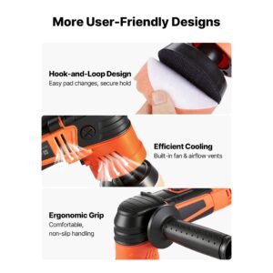 car buffer polisher, 1.2"/2"/3" rotary polisher buffer, 600w 6 variable speeds 1000 4500rpm car polisher waxer kit for cars detailing, waxing, polishing, scratch removal