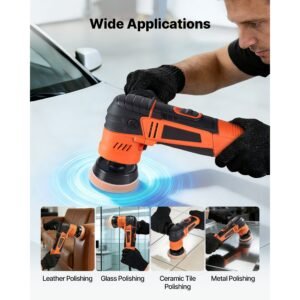 car buffer polisher, 1.2"/2"/3" rotary polisher buffer, 600w 6 variable speeds 1000 4500rpm car polisher waxer kit for cars detailing, waxing, polishing, scratch removal