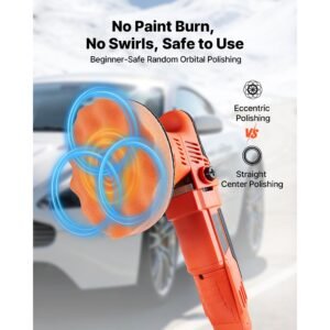 car buffer polisher, 6 inch dual action polisher buffer waxer, 650w 6 variable speeds 2000 6800rpm random orbital polisher kit for cars detailing, waxing, polishing
