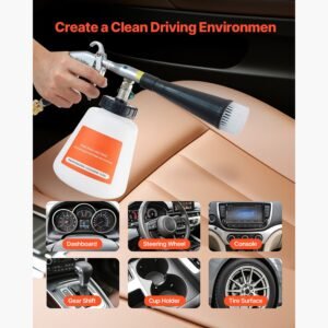 car cleaning gun, 6 9.2 bar high pressure air blow gun with 2 set nozzles & 1l liquid bottle, vortex cleaning gun, quickly blasts dirt and dust from surface, suitable for 1/4 npt air compressor
