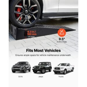 car ramps, 2 pcs 13000 lbs gvw capacity, 6.3 in lift height, portable high profile car service ramps for home garage maintenance and oil changes, heavy duty for truck suv vehicle repair, black
