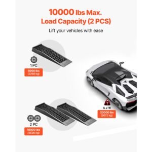 car ramps, 2 pcs 20000 lbs gvw capacity, 2.56 in lift height, portable low profile car service ramps for home garage maintenance & oil changes, heavy duty for low chassis vehicle & support jack