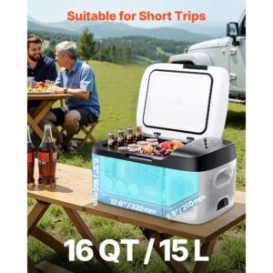 car refrigerator, dc 12/24v ac100 240v compressor electric cooler, 4°f to 68°f car fridge with app control, 16 qt cars freezer for rvs, campsites, boats, camping, fishing, 60w portable freezer