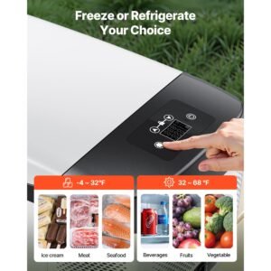 car refrigerator, dc 12/24v ac100 240v compressor electric cooler, 4°f to 68°f car fridge with app control, 16 qt cars freezer for rvs, campsites, boats, camping, fishing, 60w portable freezer