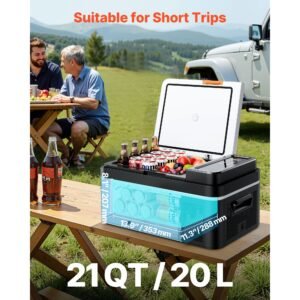 car refrigerator, dc 12/24v ac100 240v compressor electric cooler, 4°f to 68°f car fridge with app control, 21 qt cars freezer for rvs, campsites, boats, camping, fishing, 60w portable freezer