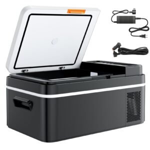 Car Refrigerator, DC 12/24V AC100-240V Compressor Electric Cooler, -4°F to 68°F Car Fridge with APP Control, 21 QT Cars Freezer for RVs, Campsites, Boats, Camping, Fishing, 60W Portable Freezer