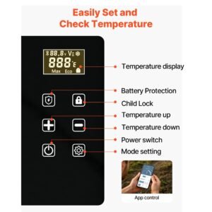 car refrigerator, dc 12/24v ac100 240v compressor electric cooler, 4°f to 68°f car fridge with app control, 21 qt cars freezer for rvs, campsites, boats, camping, fishing, 60w portable freezer
